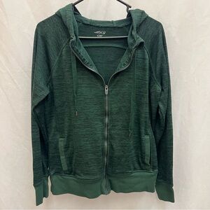 BCG Green Athletic Top Zip Up Hoodie Thumb Holes Women's Size Large